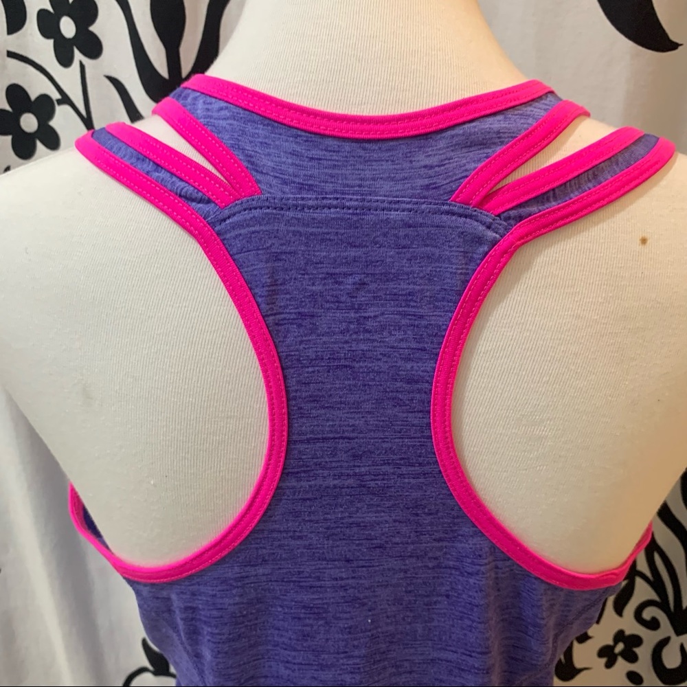 Layer8 Racerback Solid Purple With Pink Trim Tank… - image 3